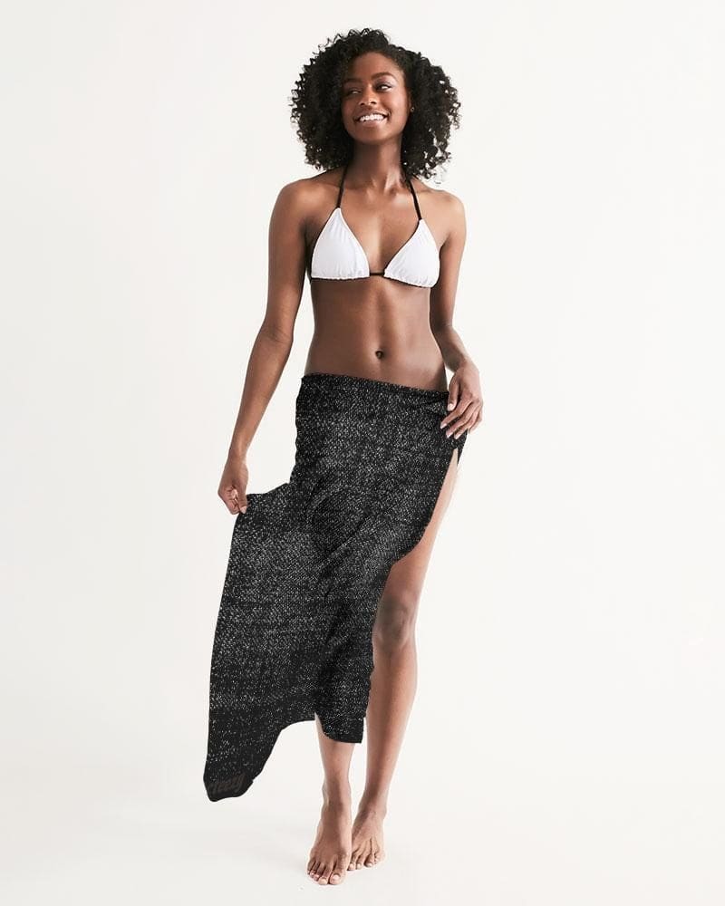 Sheer Sarong Swimsuit Cover Up Wrap / Distressed Black - Scarvesnthangs
