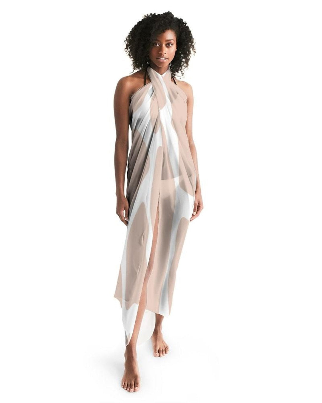 Sheer Sarong Swimsuit Cover Up Wrap / Peach Abstract - Scarvesnthangs