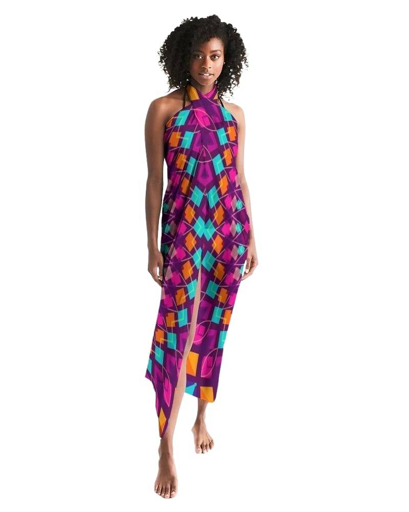 Sheer Sarong Swimsuit Cover Up Wrap / Purple Kaleidoscope - Scarvesnthangs