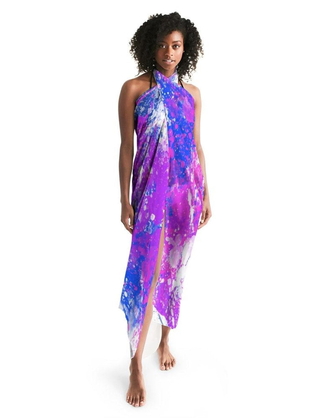 Sheer Sarong Swimsuit Cover Up Wrap / Purple Tie Dye - Scarvesnthangs