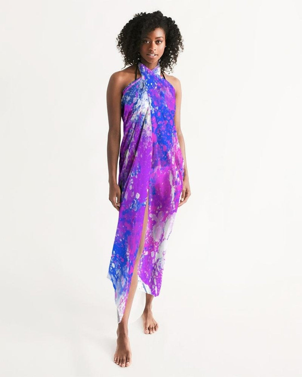 Sheer Sarong Swimsuit Cover Up Wrap / Purple Tie Dye - Scarvesnthangs