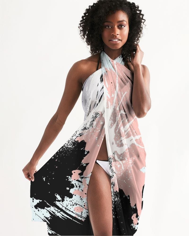 Sheer Swimsuit Cover Up Abstract Print Pastels - Scarvesnthangs