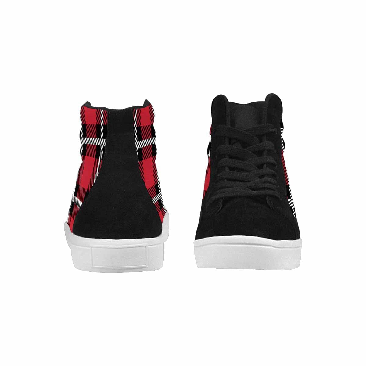 Uniquely You Sneakers for Men, Red and Black Buffalo Plaid - High Top Sports Shoes - Scarvesnthangs