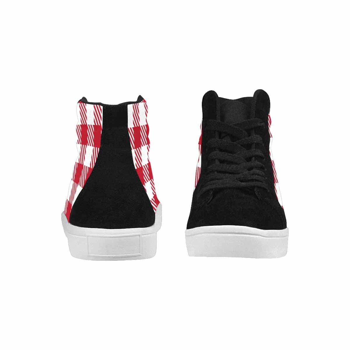 Uniquely You Sneakers for Men, Red and White Buffalo Plaid - High Top Sports Shoes - Scarvesnthangs