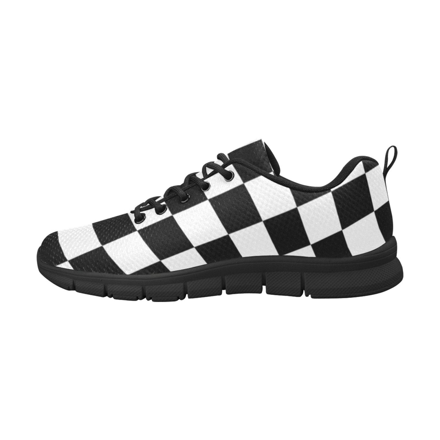 Uniquely You Sneakers for Women, Black and White Plaid Checker Print - Running Shoes - Scarvesnthangs