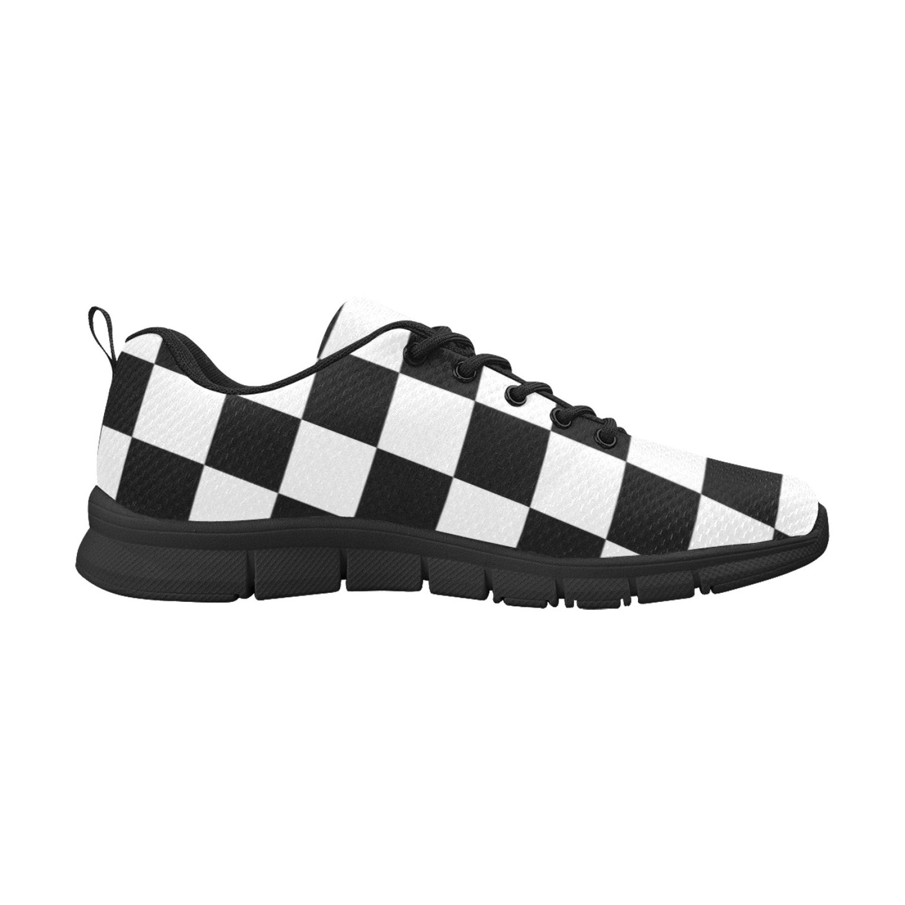 Uniquely You Sneakers for Women, Black and White Plaid Checker Print - Running Shoes - Scarvesnthangs