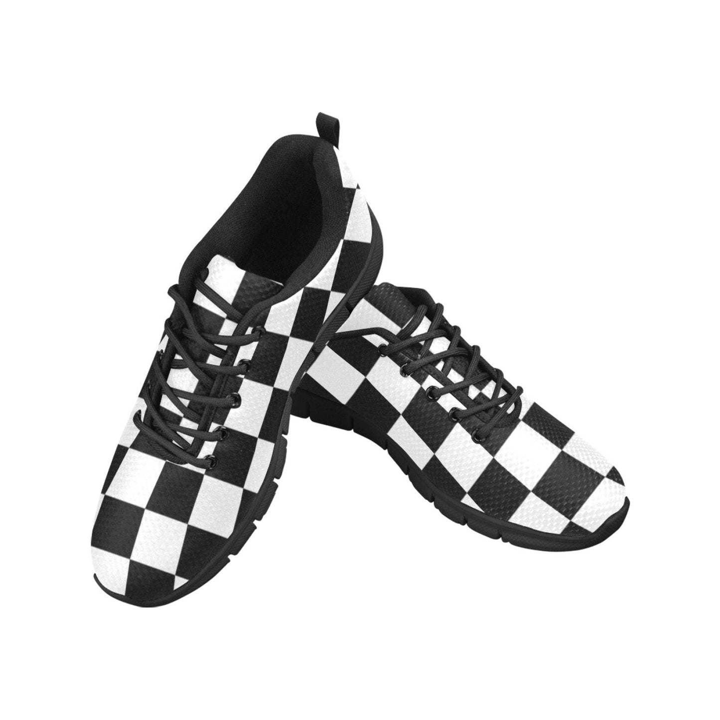 Uniquely You Sneakers for Women, Black and White Plaid Checker Print - Running Shoes - Scarvesnthangs