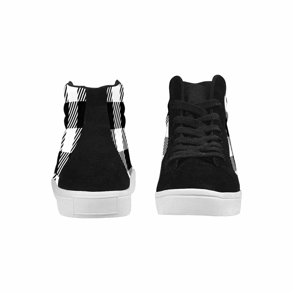 Uniquely You Sneakers for Women, Buffalo Plaid Black and White - High Top Sports Shoes - Scarvesnthangs