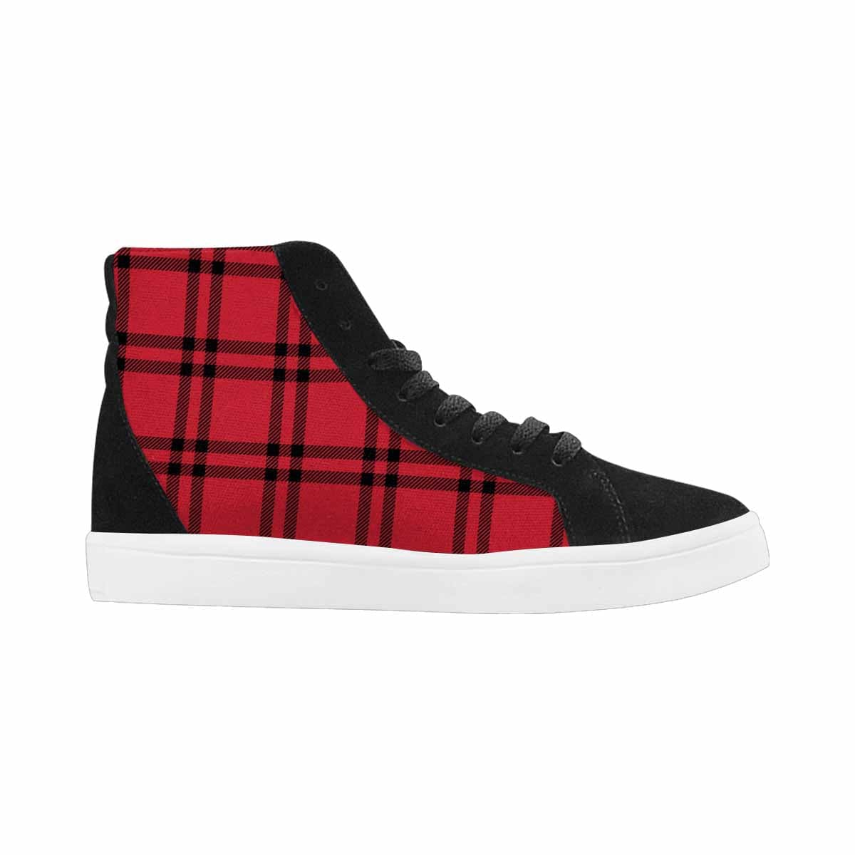 Uniquely You Sneakers for Women, Buffalo Plaid Red and Black - High Top Sports Shoes - Scarvesnthangs