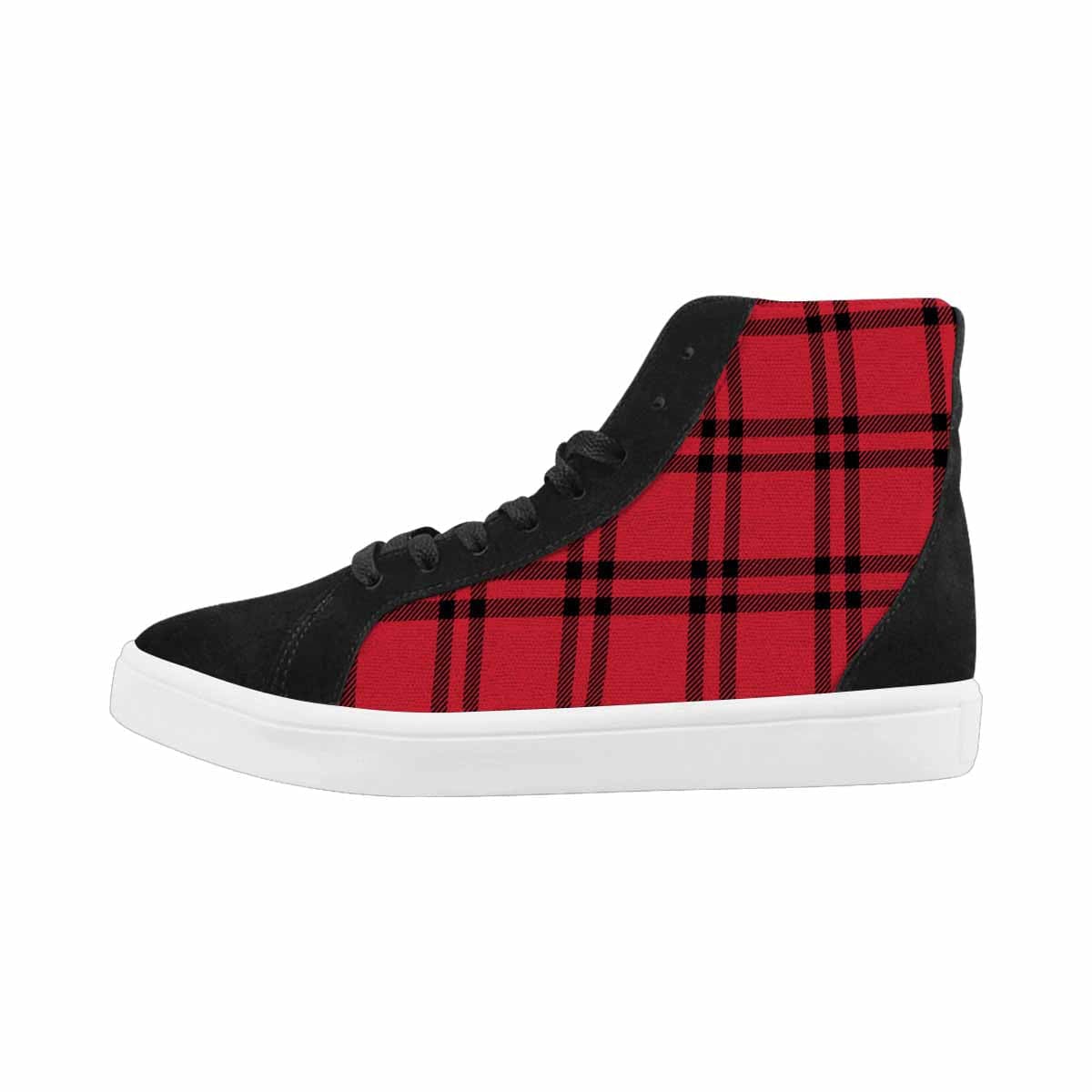 Uniquely You Sneakers for Women, Buffalo Plaid Red and Black - High Top Sports Shoes - Scarvesnthangs