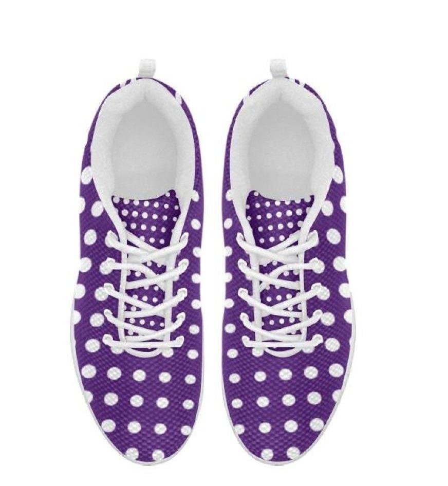 Sneakers for Women,  Purple and White Polka Dot  - Running Shoes-3