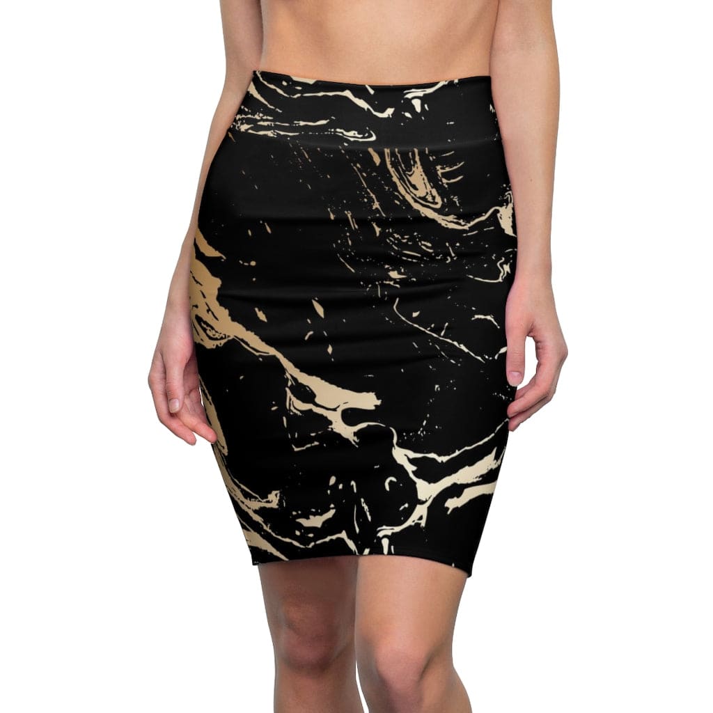 Womens Skirt, Black and Beige Marble Style Skirt - Scarvesnthangs
