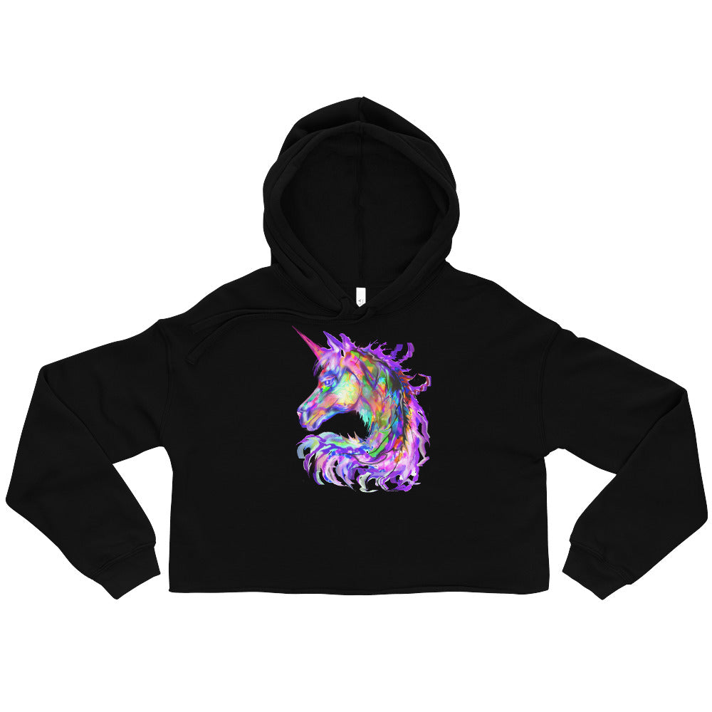 Neon Unicorn Cropped Sweatshirt Hoodie - Scarvesnthangs