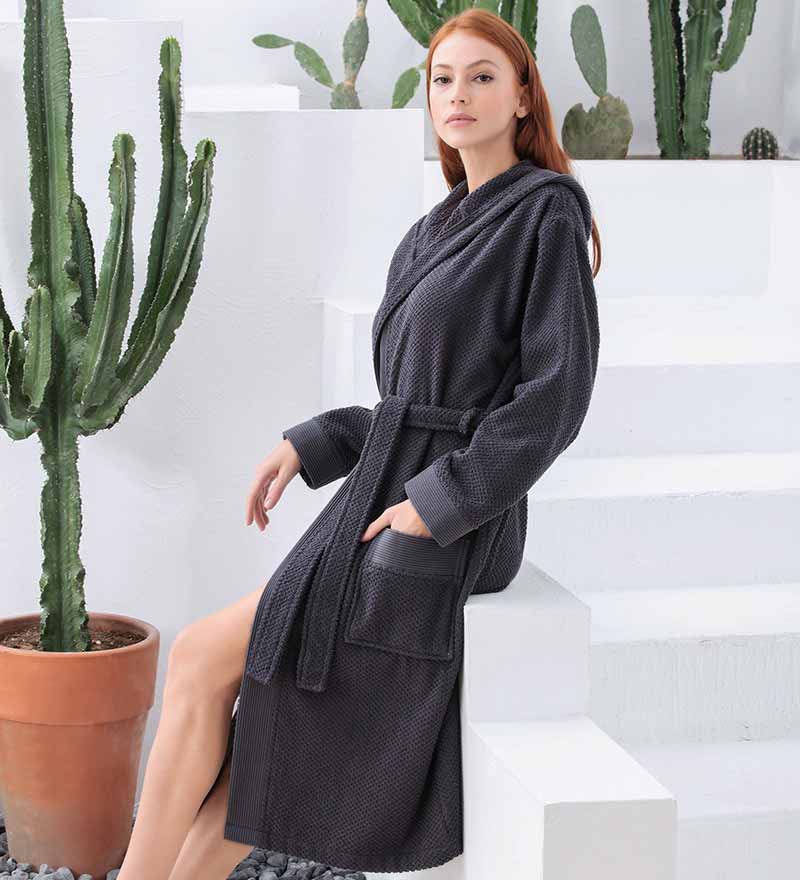 Women's Hooded Turkish Cotton Terry Cloth Robe-43