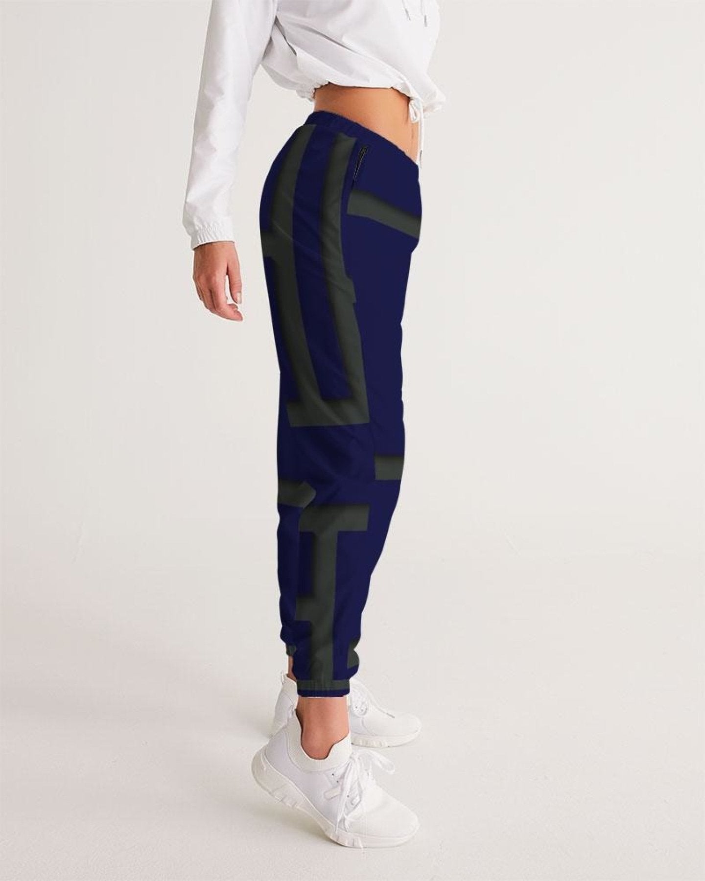 Womens Track Pants - Blue & Green Geometric Graphic Sports Pants - Scarvesnthangs