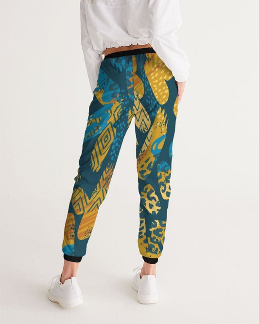 Womens Track Pants - Blue Multicolor Graphic Sports Pants - Scarvesnthangs