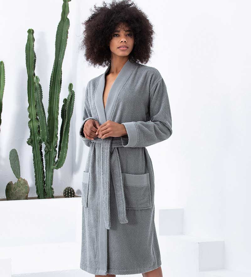 Women's Turkish Cotton Terry Cloth Kimono Robe-30
