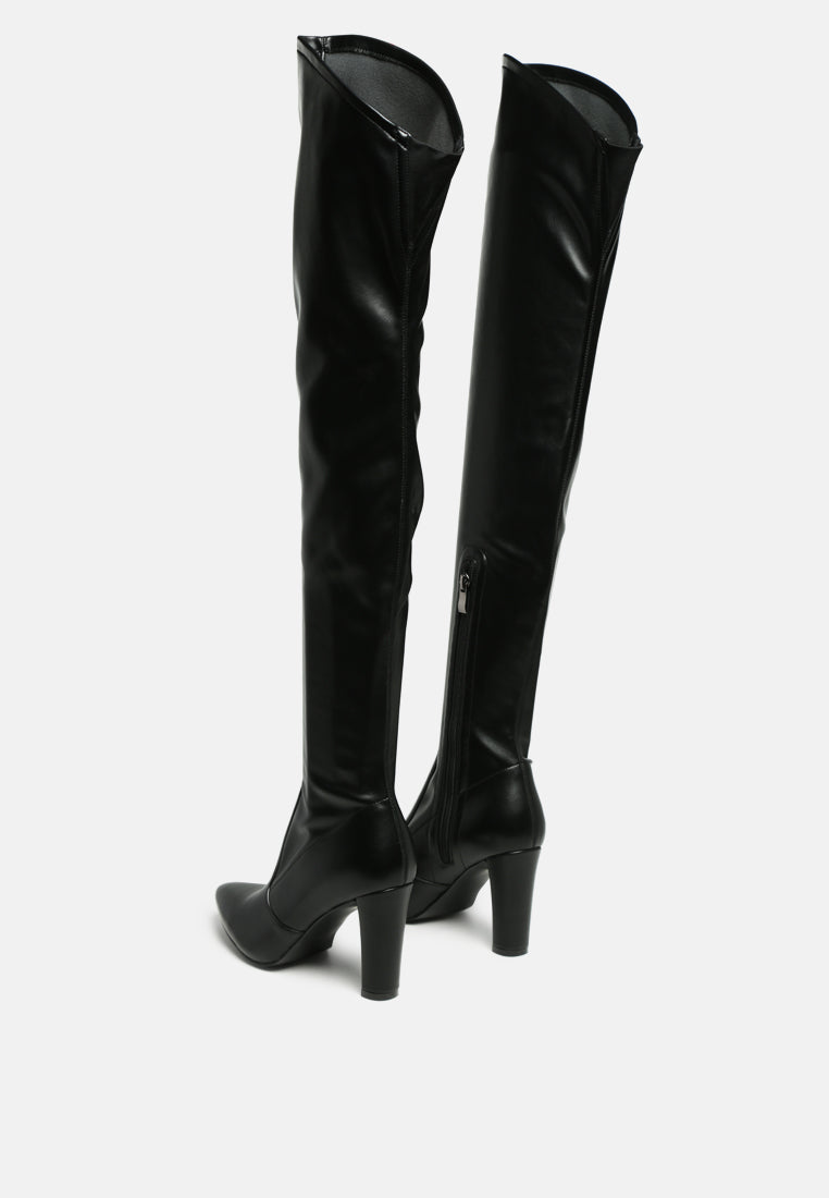 zade thigh high long boots in stretch patent pu-7